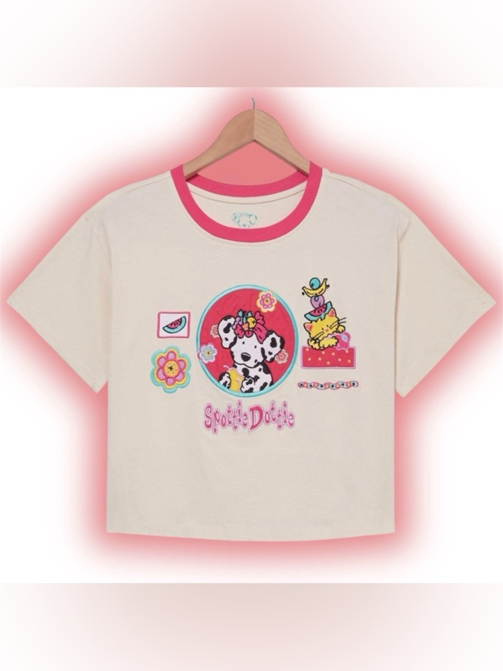 Sanrio Spottie Dottie Embroidered Women's Cropped T-Shirt